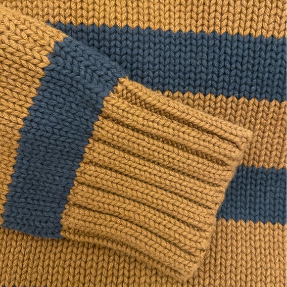KULE The Matey | Brown and Navy Striped Quarter-Zip Sweater - Picture 9 of 12